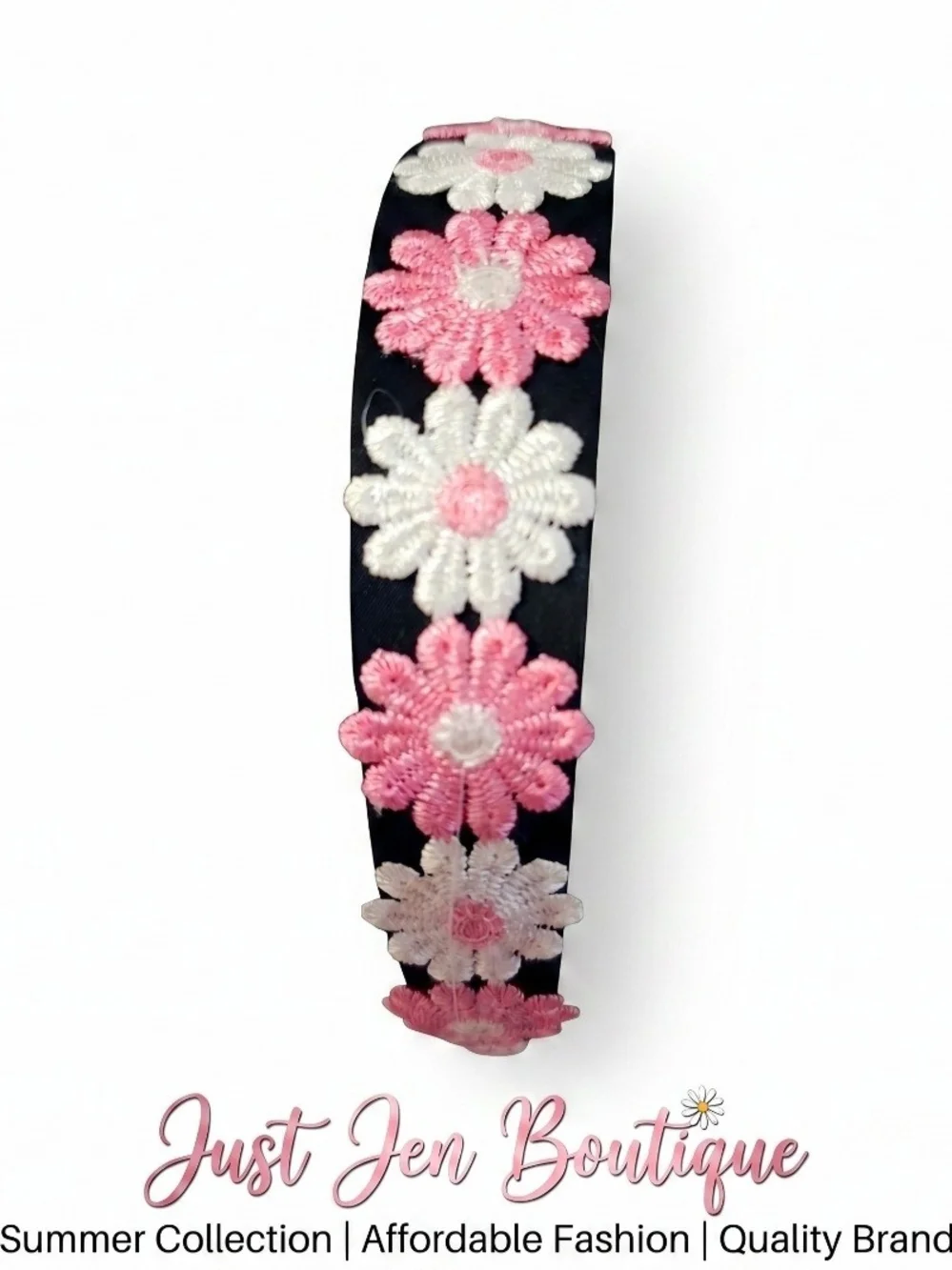 Boho Floral Embroidered 3pc. Daisy Headbands- Women's Hair Accessory